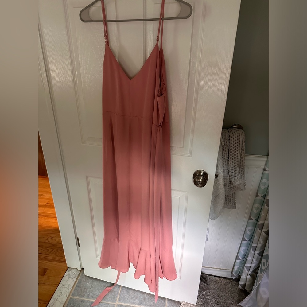 Manhattan Moment Mauve Ruffled Midi Wrap Dress Lulus - Picture 2 of 5